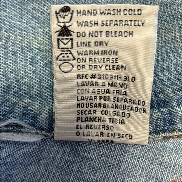 Butterfly and Stars Embroidered Denim Jacket light wash button front Size Small - Picture 9 of 11